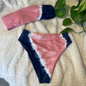 Shein High-Waisted Bandeau Tie-dye Bikini - S